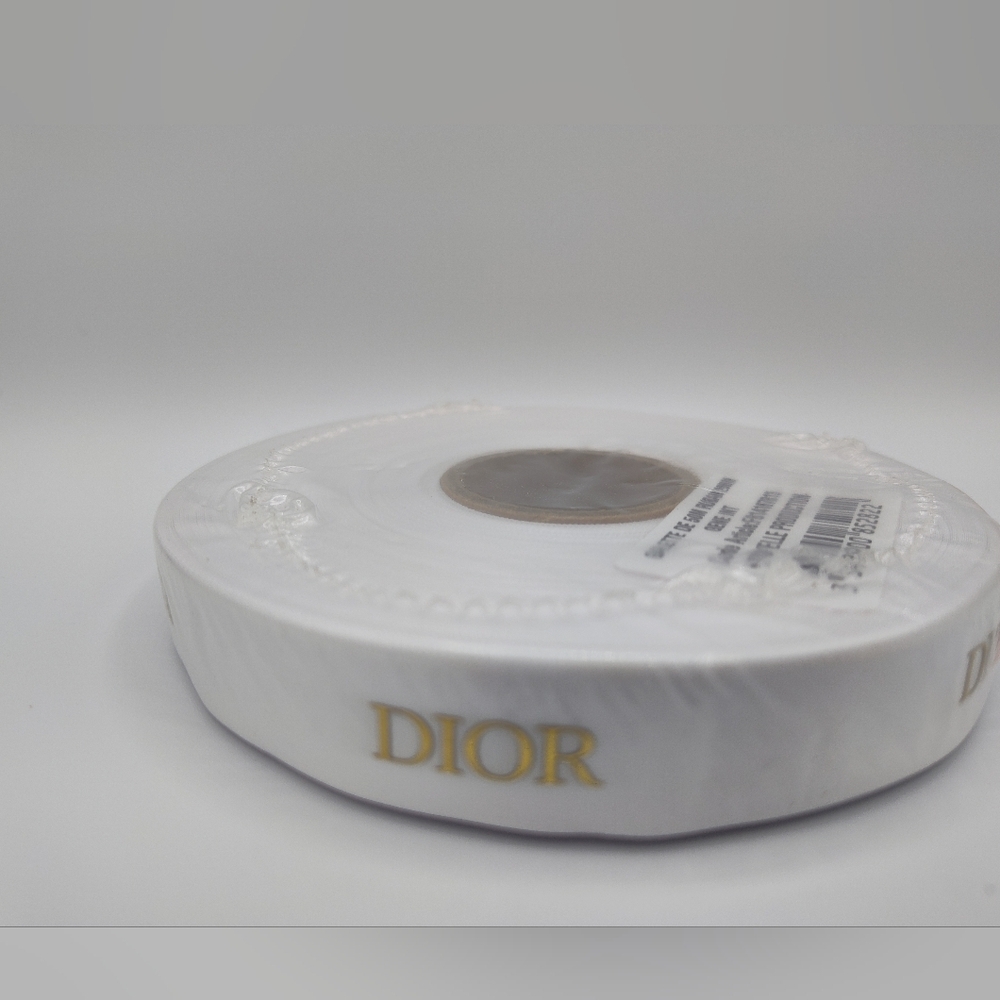 DIOR White Satin Ribbon Six (6) Yards Gold Logo Luxury Boutique Gifting DIY